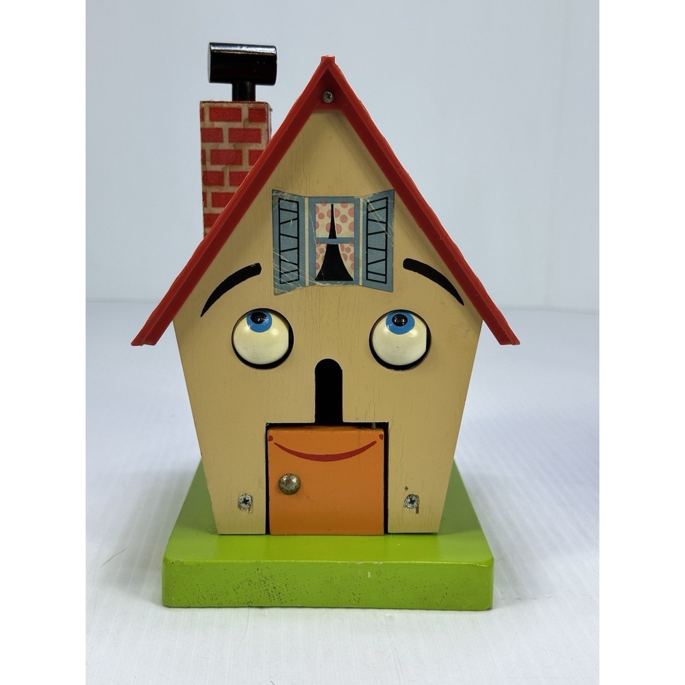 Vintage Wooden Schmid Brothers Music Box Mechanical House Coin Savings AS IS